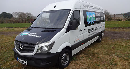New Mercedes Van for Chigwell Window Centre with Bonnet Wrap.