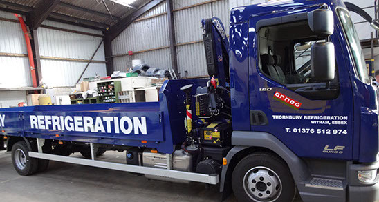 New lorry for Thornbury Refrigeration, sign written at GM Billings truck builders.