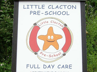 Timber A Board with vinyl lettering for Little Clacton Pre School.